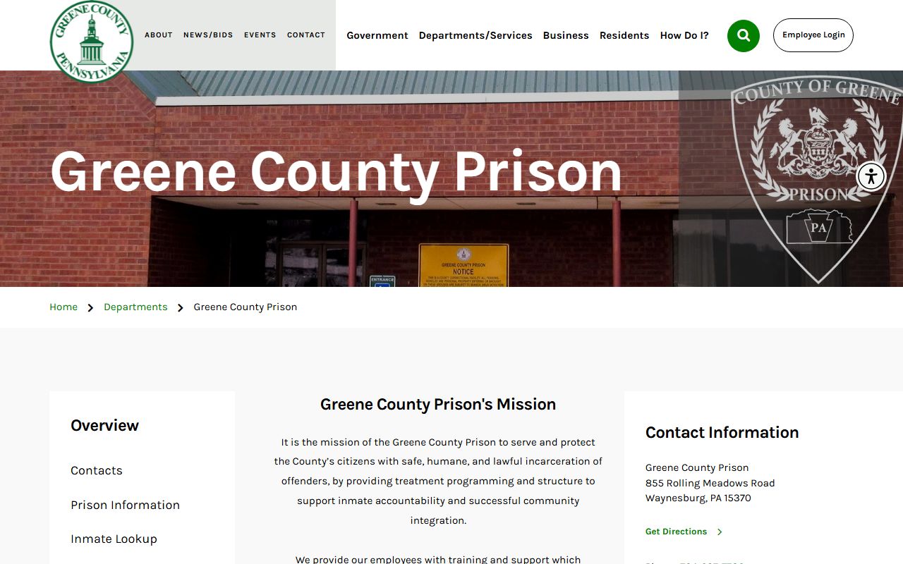 Greene County Prison inmate lookup and jail population page